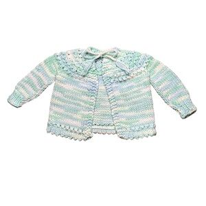 Handmade Pastel Crochet Knit Cardigan Sweater - Baby Girl Size 9-12 Months